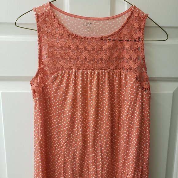Loft Womens Peach Print Sleeveless Top - Picture 1 of 1
